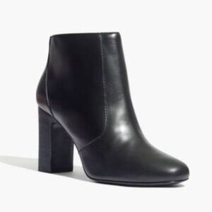 Madewell Sutton Leather Ankle Boots Women's Sz 6.5 Black Block Heel Side Zipper